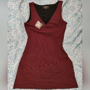 Jack by BB Dakota red and black striped body on mini dress